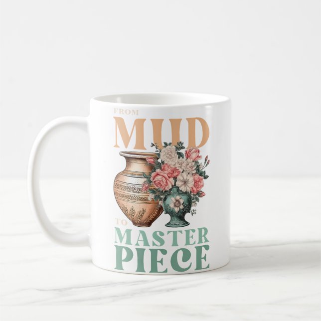 Mud To Masterpiece Floral Clay Pot Ceramic Pottery Coffee Mug (Left)