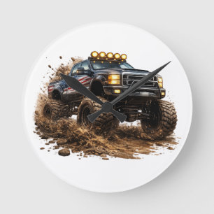 Mud Truck Power – Off-Road Beast Design Round Clock