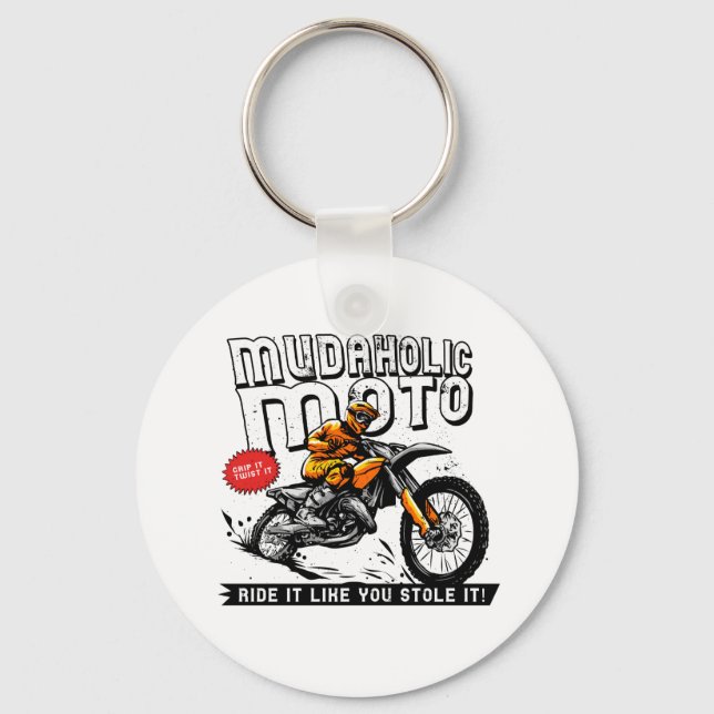 Mudaholic Moto Dirt Bike Motocross Motorcycle  Key Ring (Front)