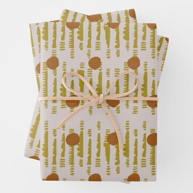 Mudcloth abstract modern Soala geometric circle Wrapping Paper Sheet (In situ)