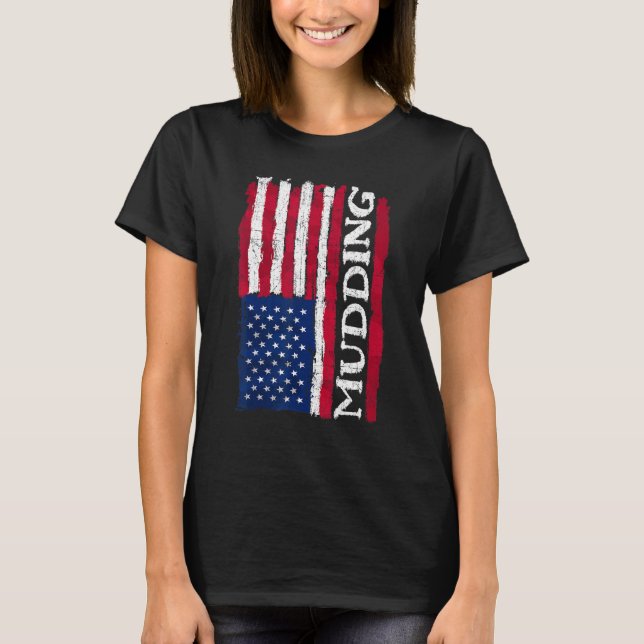 Mudding Off Road SA Flag   Retro Mud Run & 4 Wheel T-Shirt (Front)