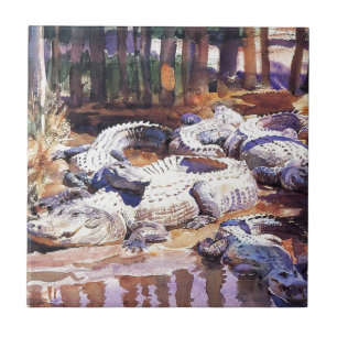 Muddy Alligators by John Singer Sargent Ceramic Tile