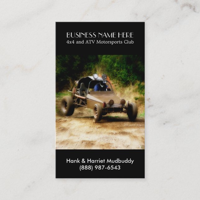 Muddy ATV Dune Buggy Motorsports Club Business Card (Front)