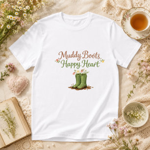 Muddy Boots, Happy Heart Cottagecore T-Shirt