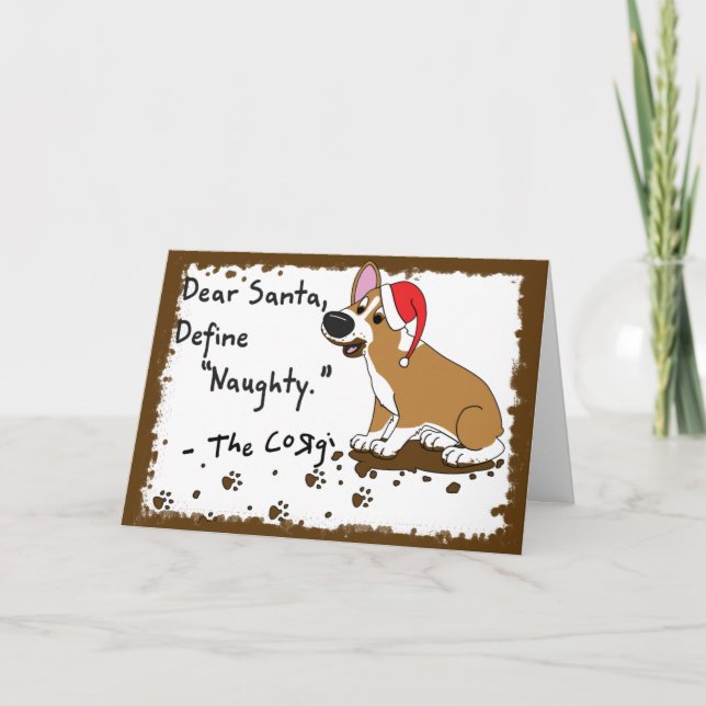 Muddy Christmas Corgi Christmas Card (Front)