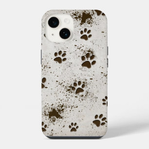 Muddy Dog Paw Prints iPhone 14 Case