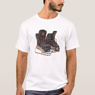 Muddy Hiking Boots Graphic Outdoor Adventure T-Shirt