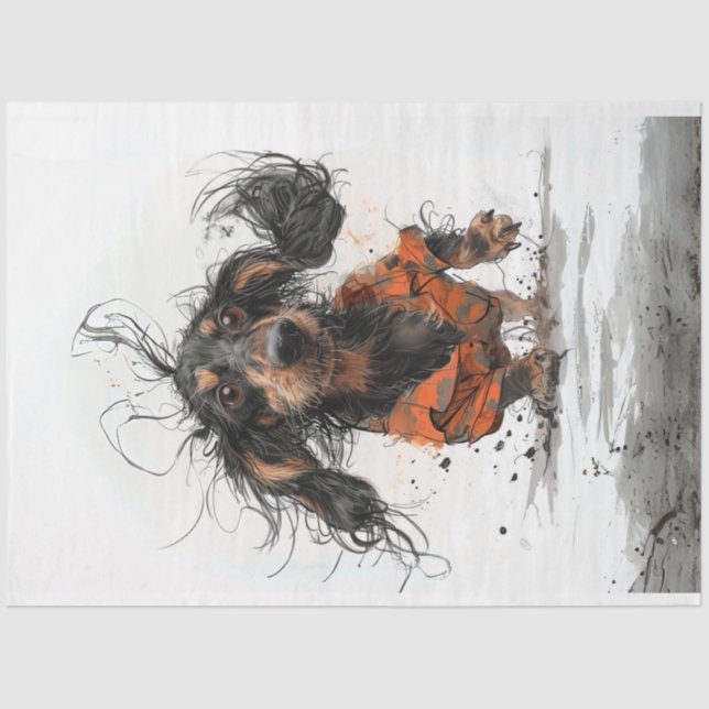 Muddy Melody Dachshund Decoupage  Tissue Paper (Front)