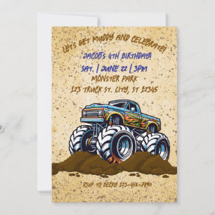 Muddy Monster Truck Birthday Invitation