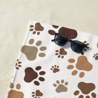 Muddy Paw Prints Beach Towel