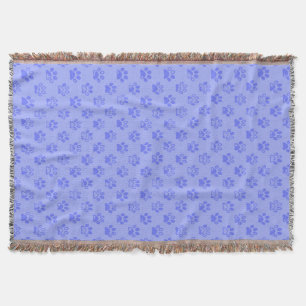 Muddy Paw Prints in blue Throw Blanket