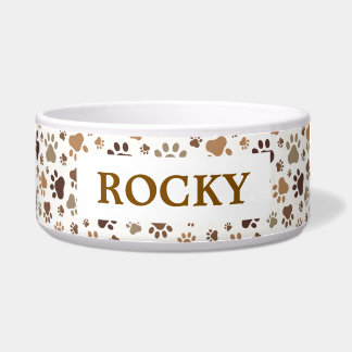 Muddy Paw Prints - Large Personalised Pet Bowl