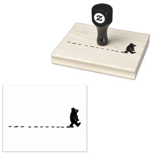Muddy Pooh Walking and Leaving Paw Prints Rubber Stamp