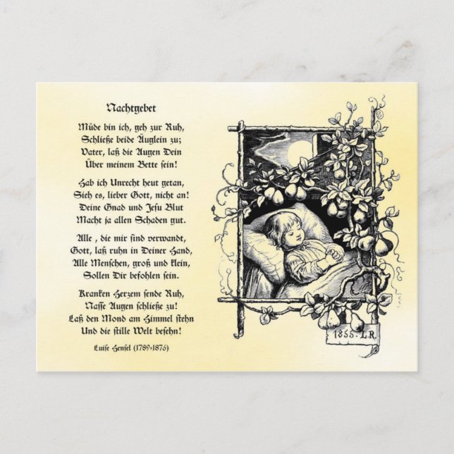 Müde bin ich geh zur Ruh Postcard (Front)