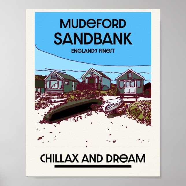 Mudeford Sandbank English Beach Art Poster (Front)