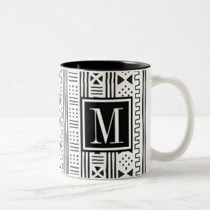 Mudprint Inspired Monogram Two-Tone Coffee Mug