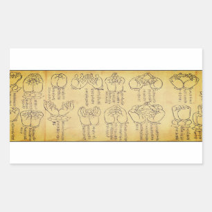 Mudras (12th-century Japanese scroll) Rectangular Sticker