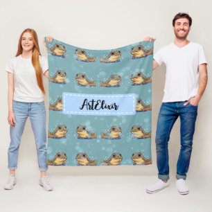 Mudskipper Bubbles Blue Print Fleece Blanket