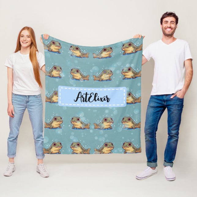 Mudskipper Bubbles Blue Print Fleece Blanket (In Situ)