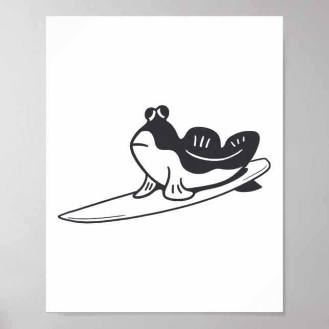 Mudskipper Is Surfing. Minimalist Design For Surfe Poster (Front)