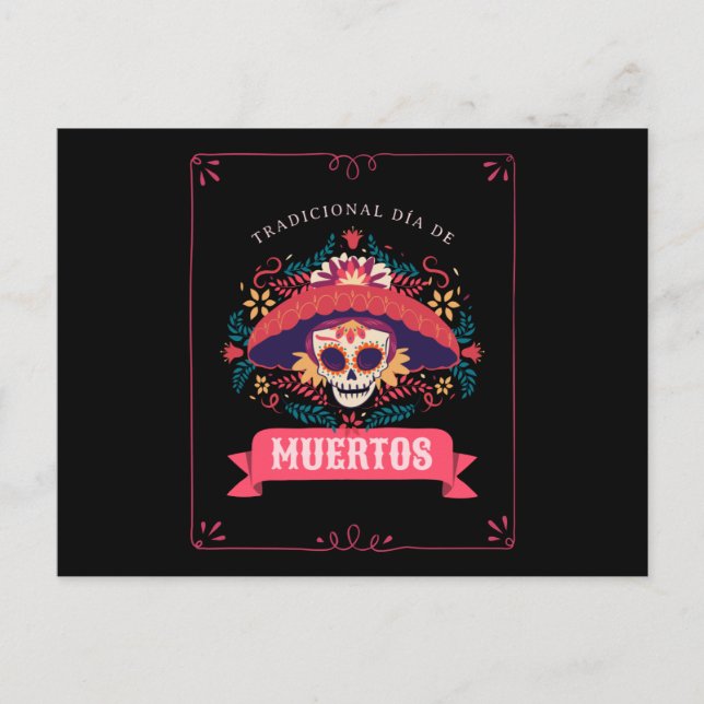 Muertos Skull Day of the Dead Postcard (Front)