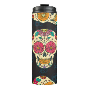 Muertos Skulls: Vintage Seamless Elegance. Thermal Tumbler