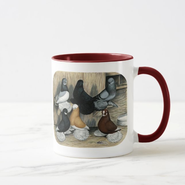 Muffed Tumbler Pigeons Mug (Right)