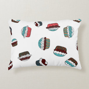 Muffin. Happy birthday cupcake background in white Decorative Cushion
