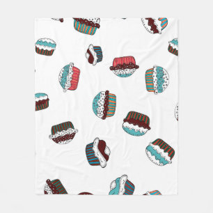 Muffin. Happy birthday cupcake background in white Fleece Blanket
