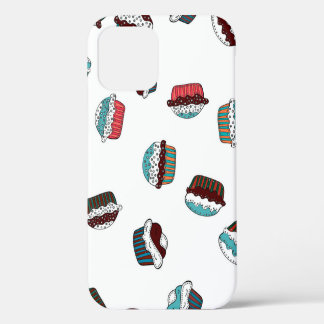 Muffin. Happy birthday cupcake background in white iPhone 12 Case
