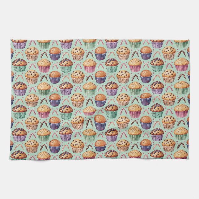 "Muffin Mayhem: A Sprinkle of Fun" Tea Towel (Horizontal)