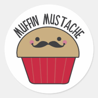 Muffin Moustache Classic Round Sticker