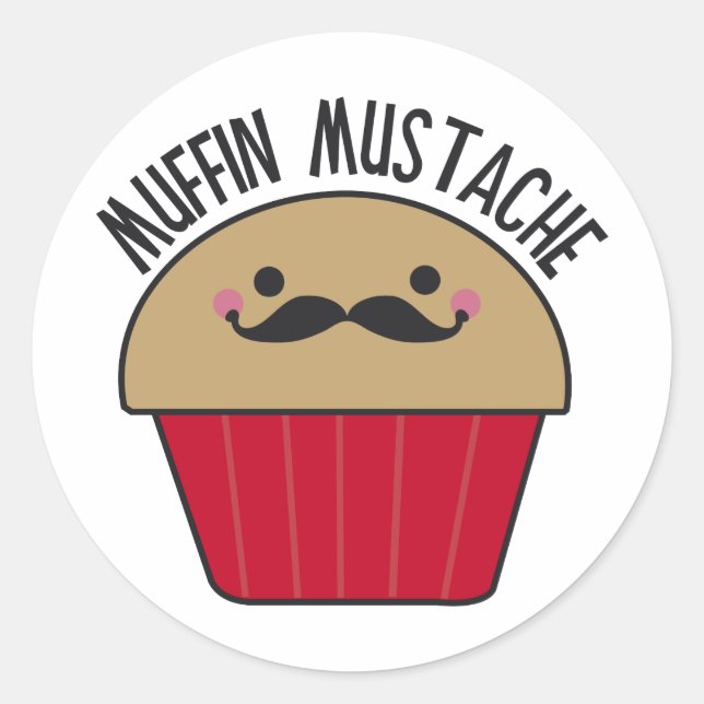 Muffin Moustache Classic Round Sticker (Front)