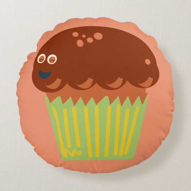 Muffin to it Giant Character Funny Cartoon Art Round Cushion (Front)