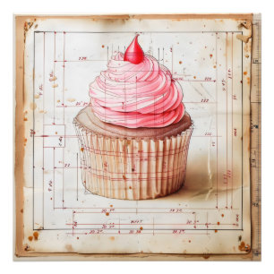 Muffin Vintage Diagram Photo Print