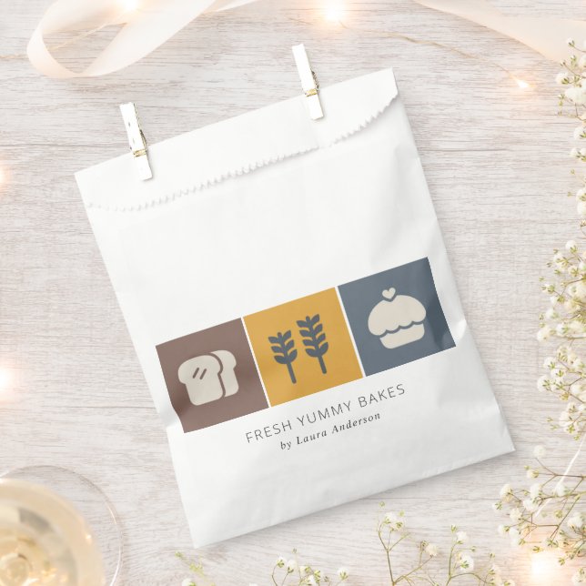 Muffin Wheat Bread Ochre Brown Grey Chef Baking Favour Bag (Clipped)