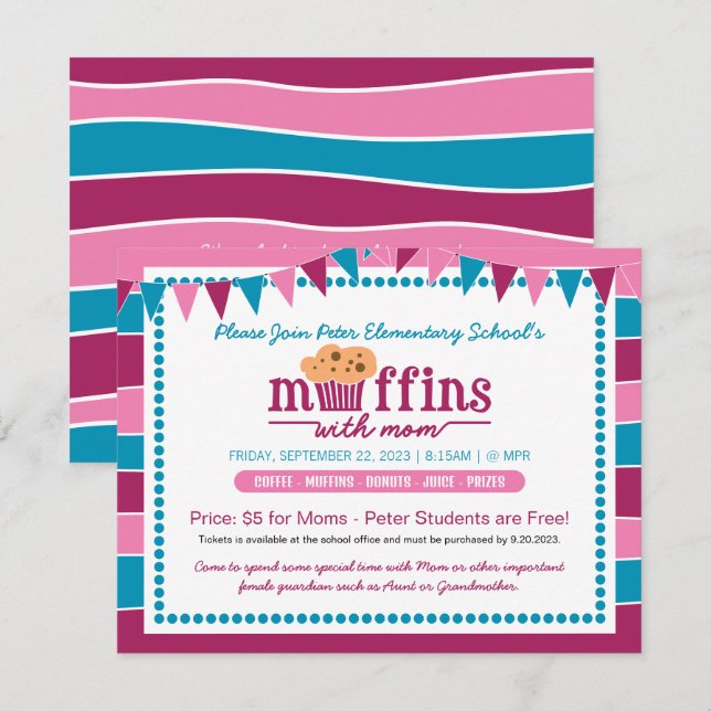Muffin with Mum Invitation for School/Organisation (Front/Back)