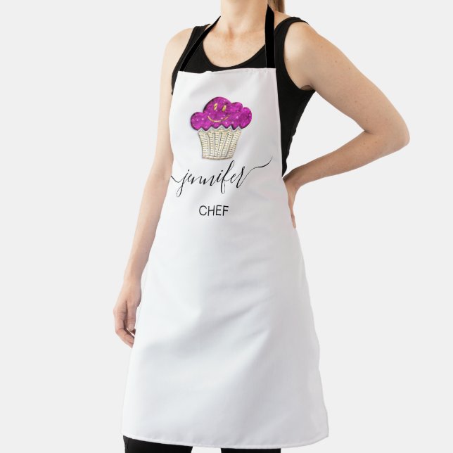 Muffins Bakery Catering Cakes Smile Gold Pink Name Apron (Insitu)