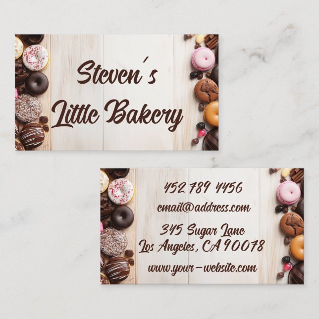 muffins, doughnuts and candy bakery  business card (Front/Back)
