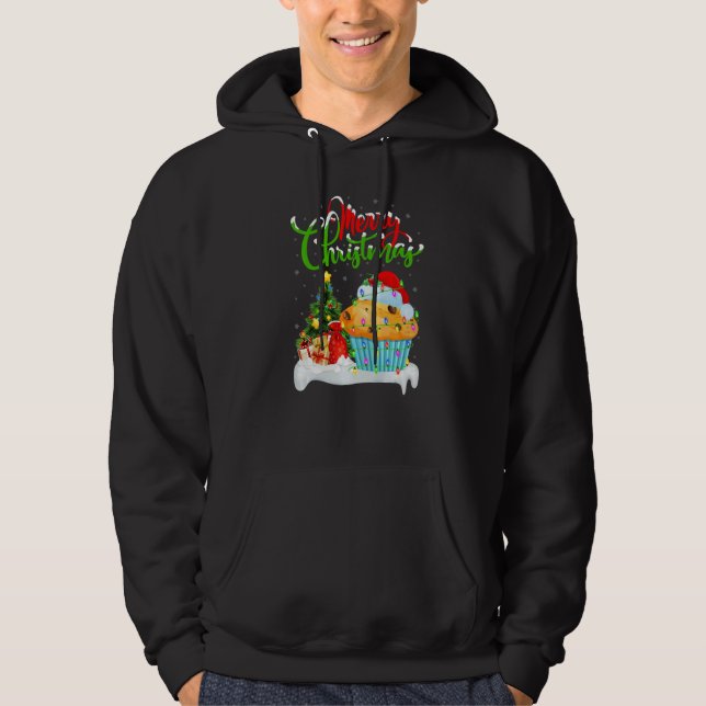 Muffins Food  Xmas Decorations Santa Muffins Chris Hoodie (Front)