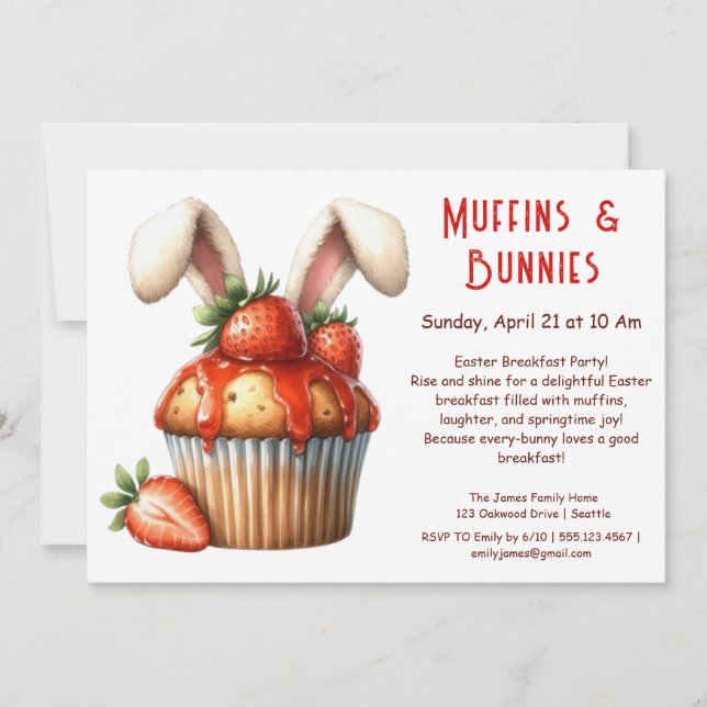 Muffins & Mornings – Easter Breakfast Party  Invitation (Front)
