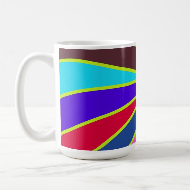 Mug, A vibrant colourful rainbow stripes pattern  Coffee Mug (Left)