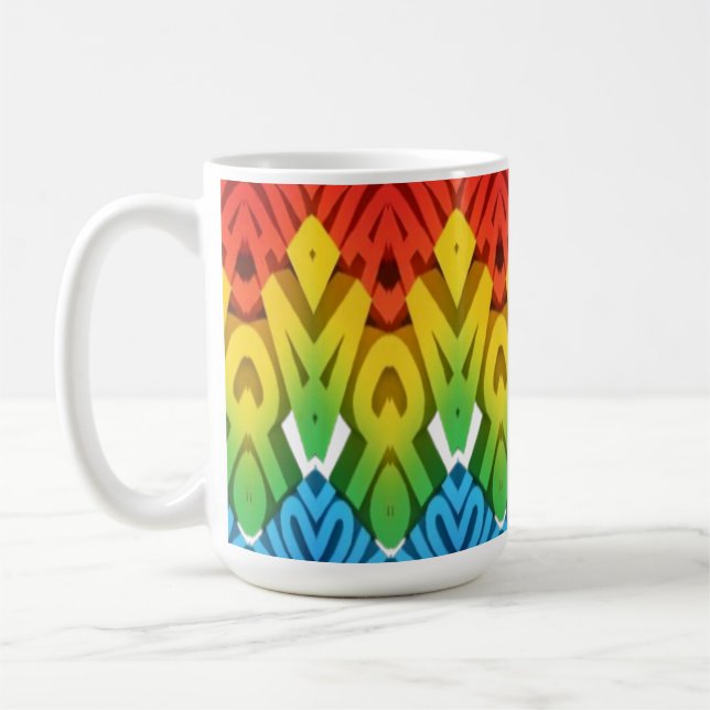 Mug, A vibrant colourful zigzag pattern design Coffee Mug (Left)