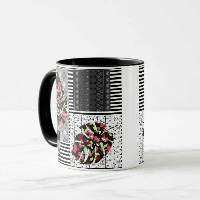 Mug Abstract patchwork quilting quilt retro vintag (Front Left)