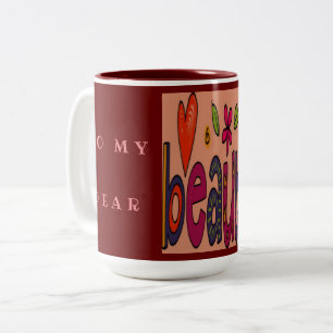 Mug beauty logo and dear loved one colours Salmon