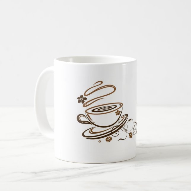 Mug Blanc avec Motif Artistique Tasse à Café et Vo (Front Left)