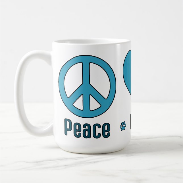 Mug, Blue Design Peace Love BBG Coffee Mug (Left)