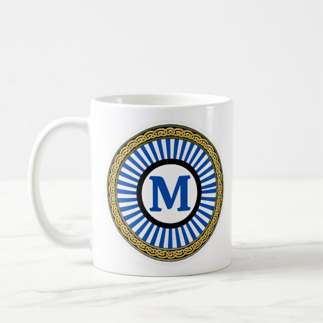 Mug -  Blue - Personalised - Add Initial (Left)