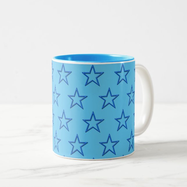 Mug - Blue Stars on Light Blue (Front Right)