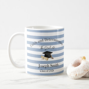 Mug Blue & White Stripe Graduate 2026 